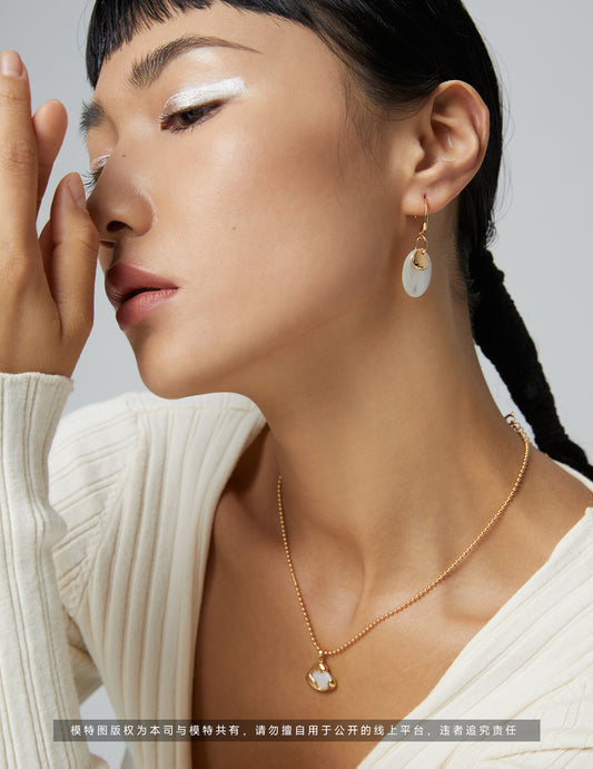 White Butterfly Shell Skirt Necklace/Earrings