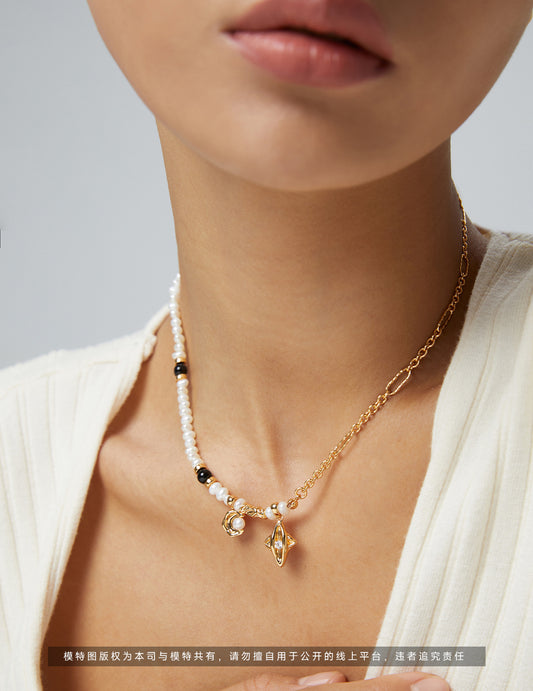 Star Moon Pearl Necklace