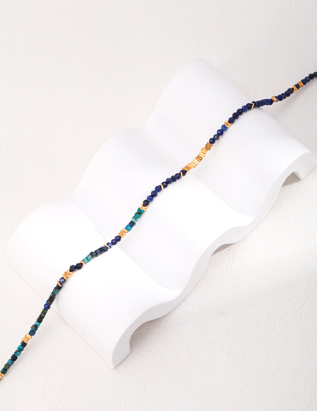 Lapis lazuli broken silver necklace