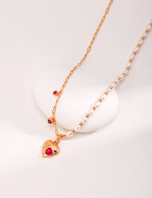 Red Corundum Pearl Necklace