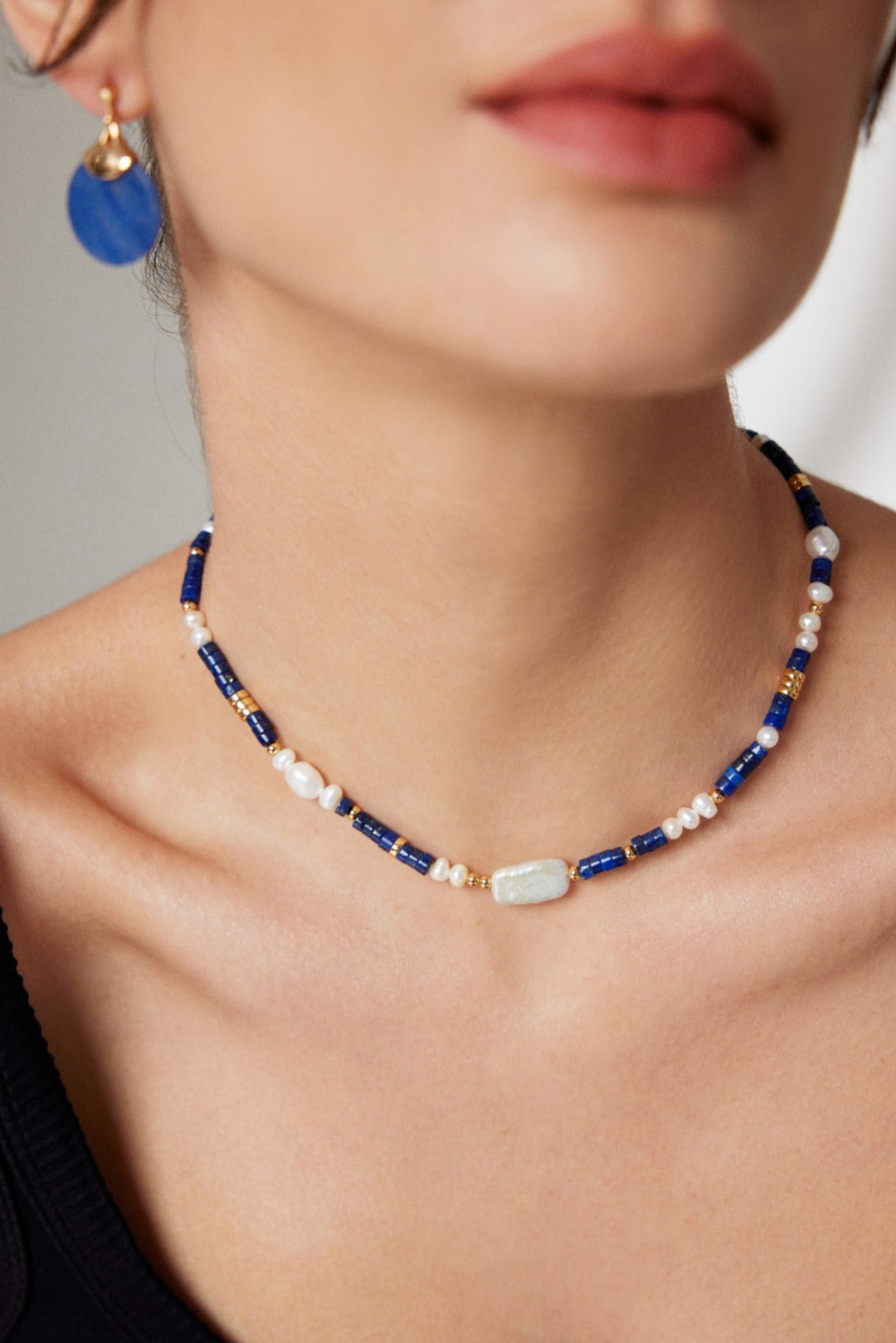 Lapis Lazuli Pearl Necklace/Earrings