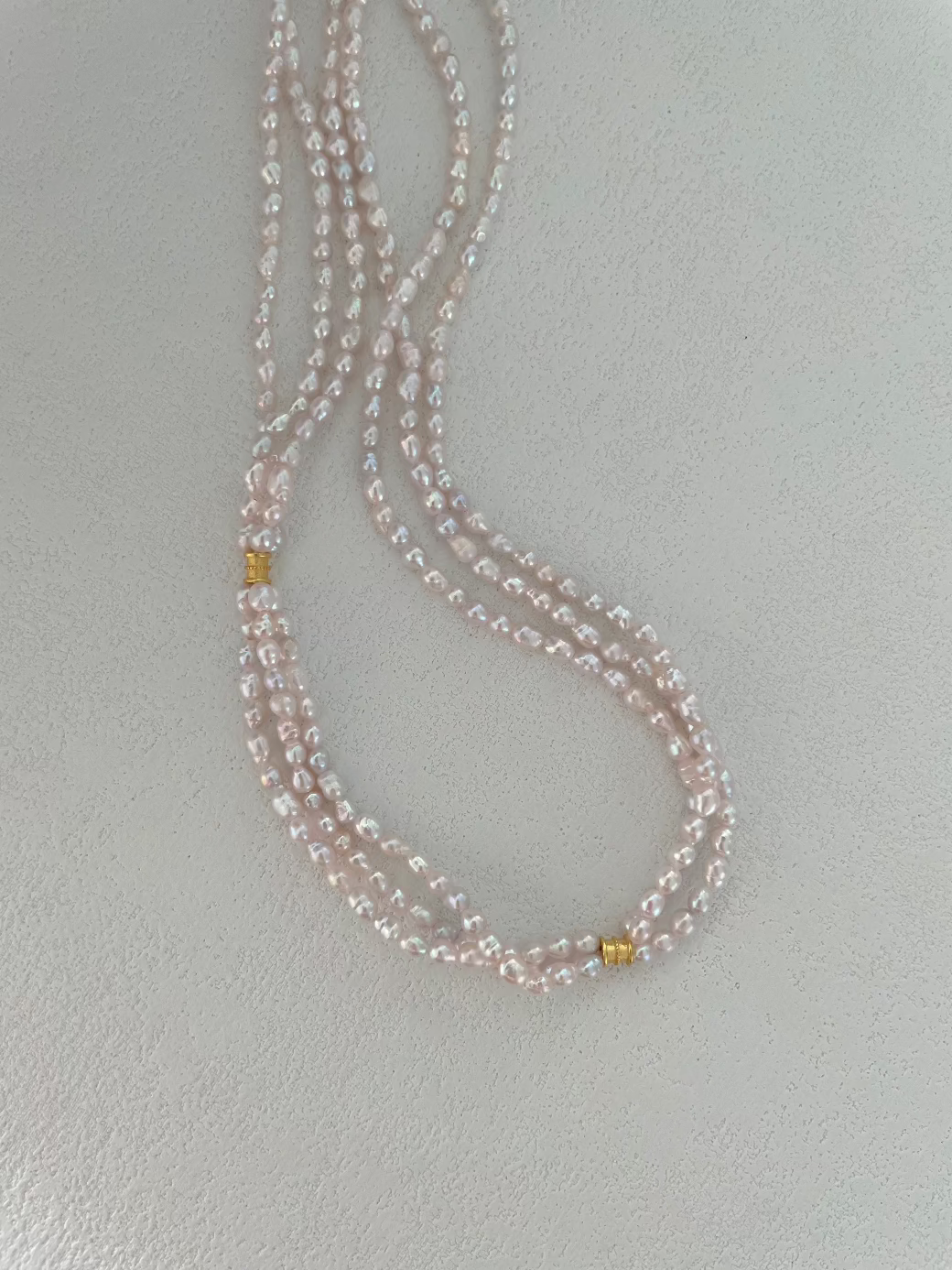 Three-layer Pink Pearl Necklace