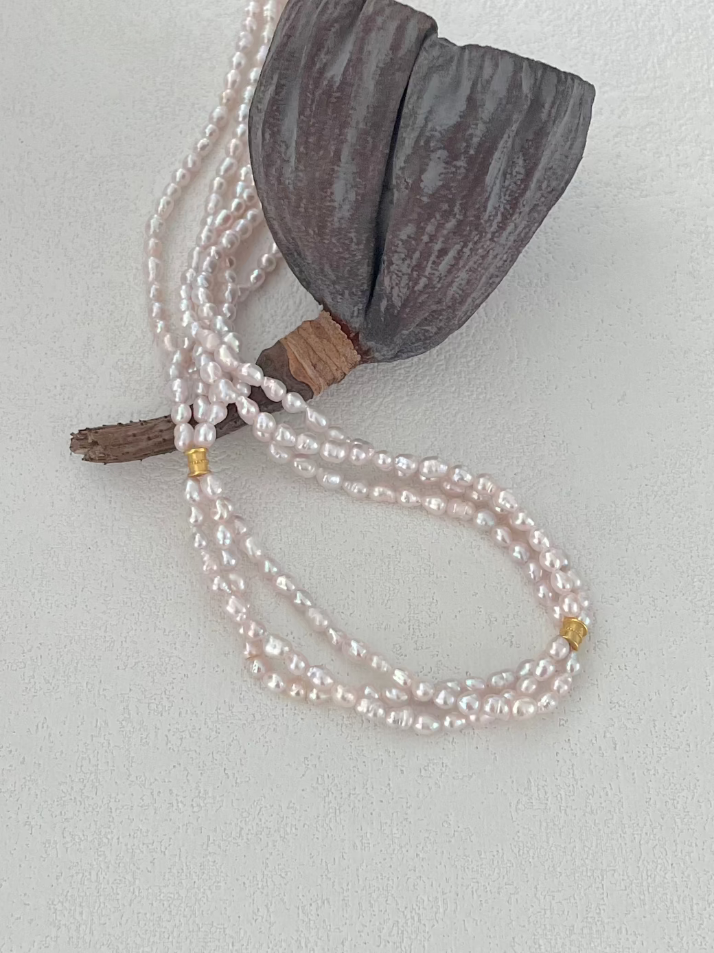 Three-layer Pink Pearl Necklace