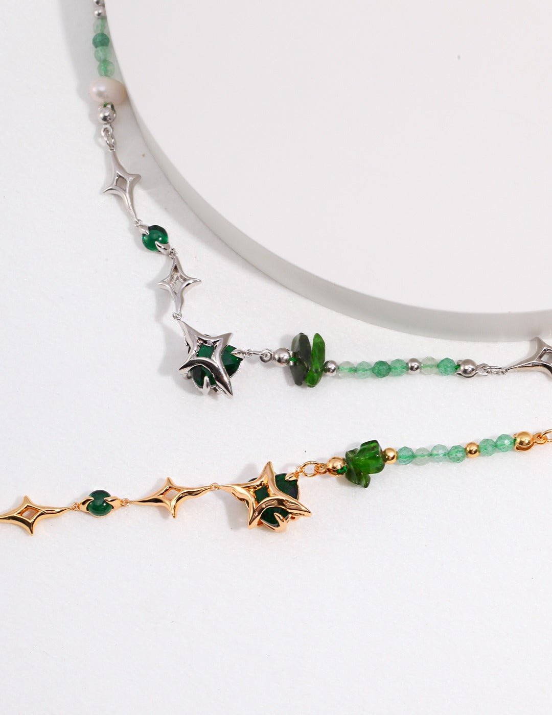 Four pointed Star Gem Necklace/Earrings - AquaGleam