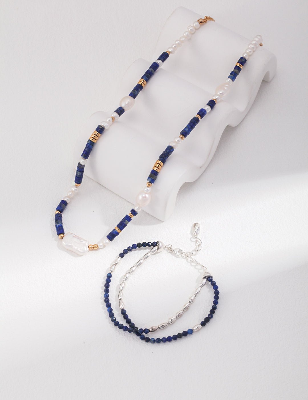 Lapis Lazuli Pearl Necklace - AquaGleam