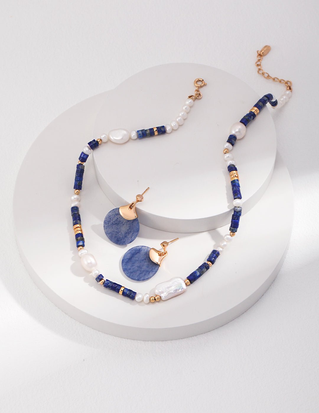 Lapis Lazuli Pearl Necklace - AquaGleam